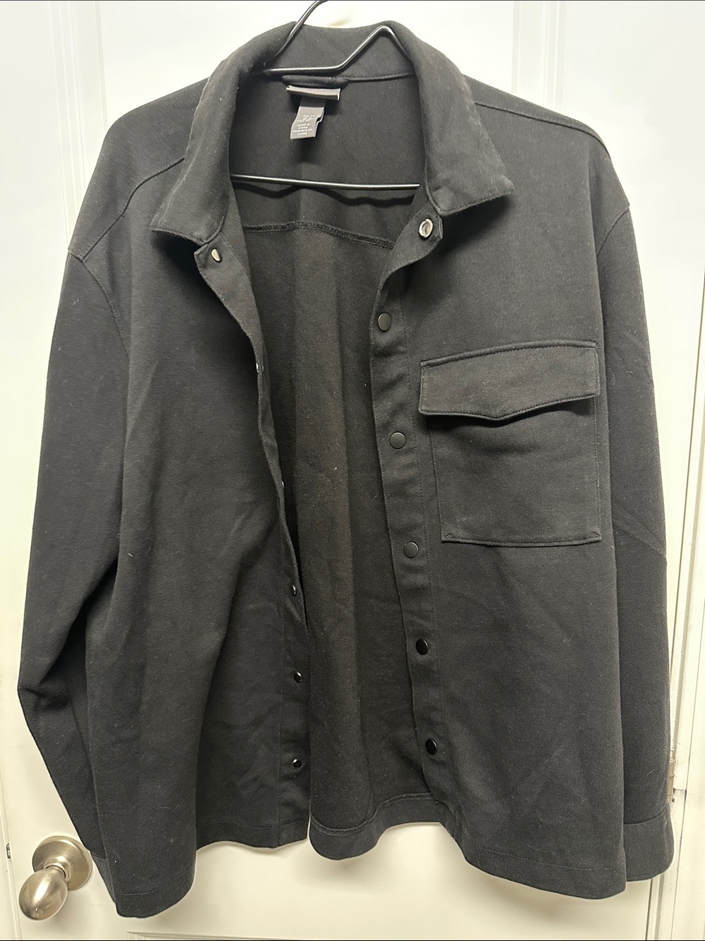 H&M Black Snap-Front Shirt Jacket
